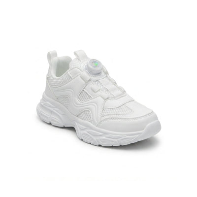 Kids Sneakers School with Adjustable Dial Laces Breathable Easy to wear dial closure alternative to laces 7599 White