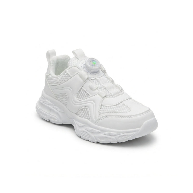 Kids Sneakers School with Adjustable Dial Laces Breathable Easy to wear dial closure alternative to laces 7599 White - 1