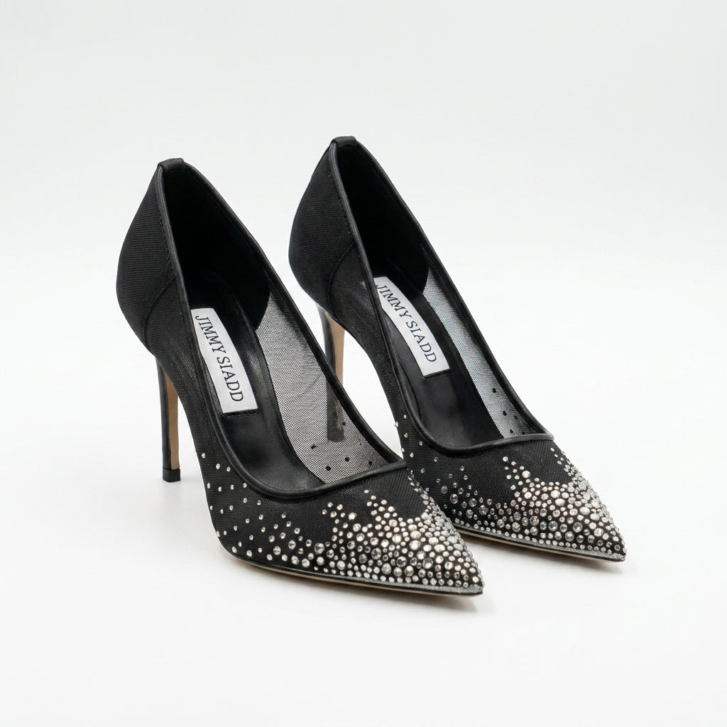 Jimmy Choo Love Sb 85 Heeled Shoes Mesh Pointed-Toe Pumps Crystal Woman 9039 - 4