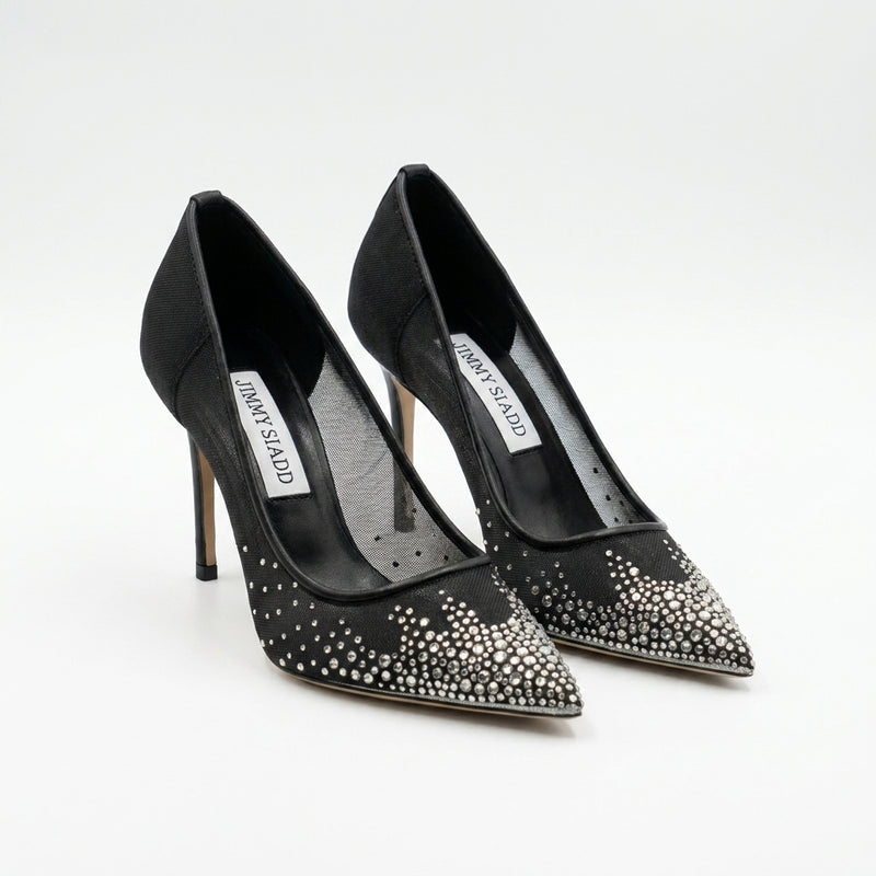Jimmy Choo Love Sb 85 Heeled Shoes Mesh Pointed-Toe Pumps Crystal Woman 9039 - 4