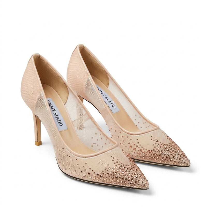 Jimmy Choo Love Sb 85 Heeled Shoes Mesh Pointed-Toe Pumps Crystal Woman 9039 - 8