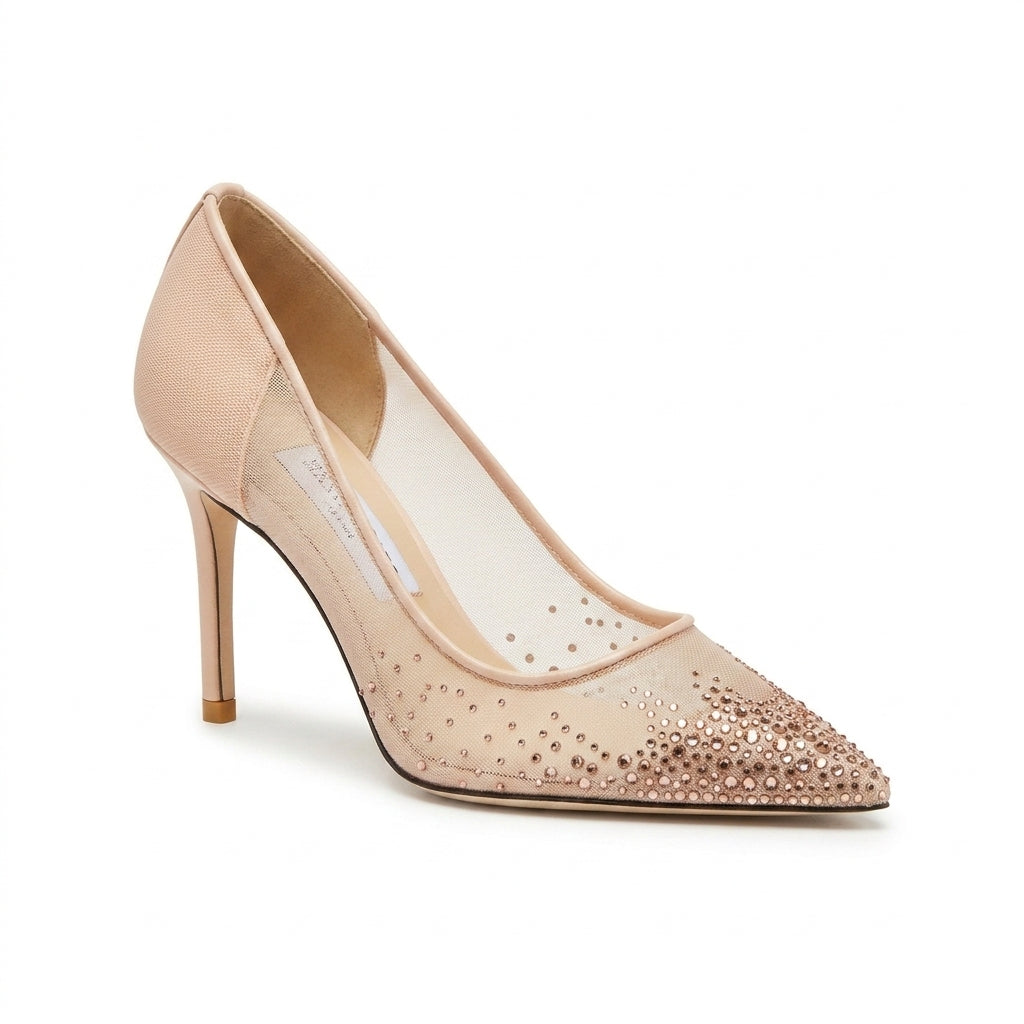 Jimmy Choo Love Sb 85 Heeled Shoes Mesh Pointed-Toe Pumps Crystal Woman 9039 - 5