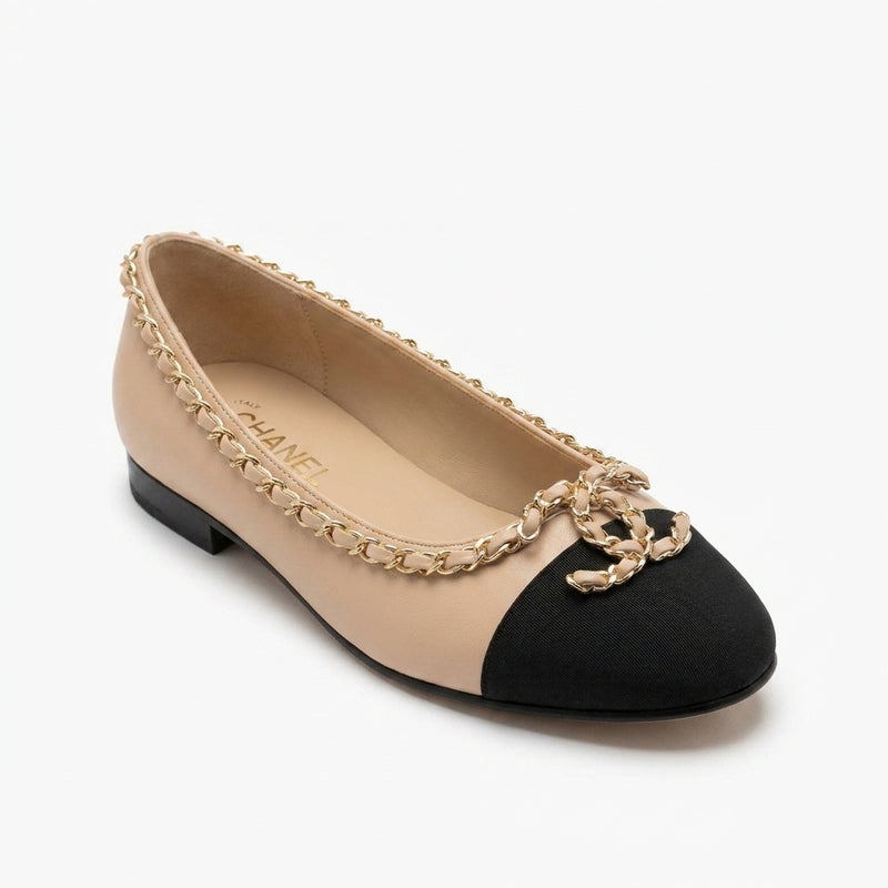Chanel Ballet Flats woman Featuring a gold-tone chain trim and with a interlocking 3216-3 - 5