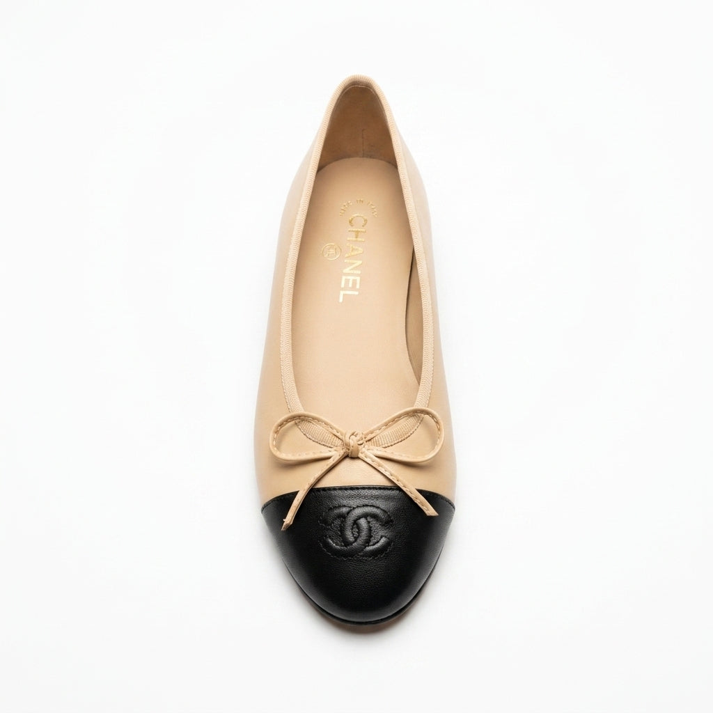 Chanel Woman Ballet Flats Signature tonal bow on the toe box featuring the interlocking 3216-5 - 3