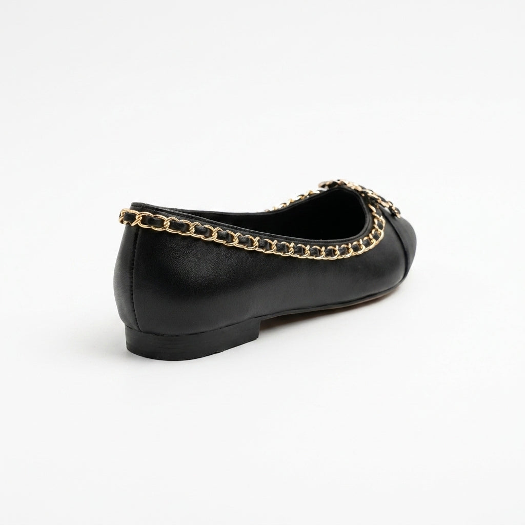Chanel Ballet Flats woman Featuring a gold-tone chain trim and with a interlocking 3216-3 - 2