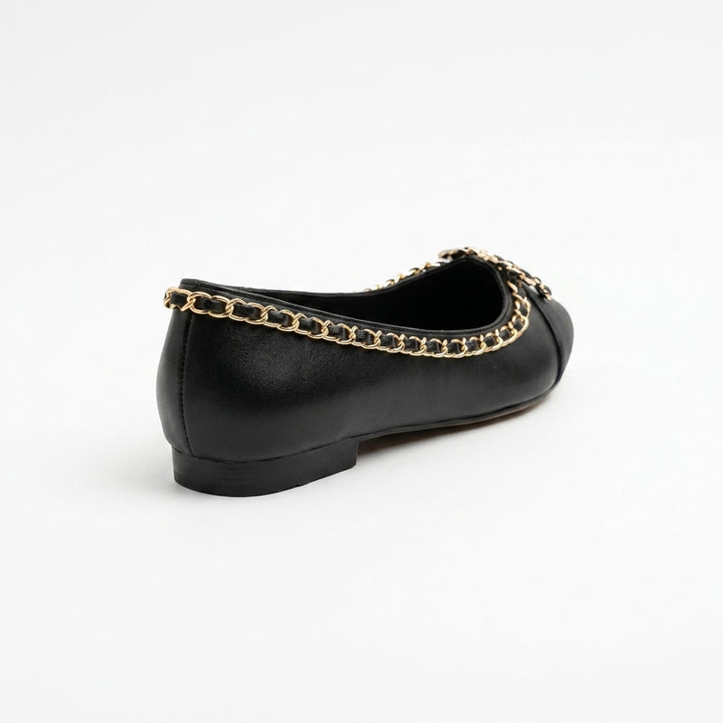 Chanel Ballet Flats woman Featuring a gold-tone chain trim and with a interlocking 3216-3 - 2