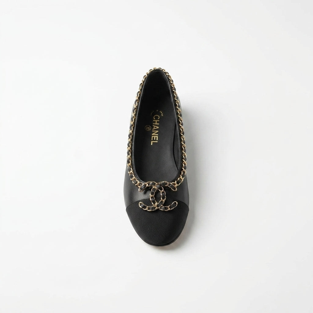 Chanel Ballet Flats woman Featuring a gold-tone chain trim and with a interlocking 3216-3 - 3