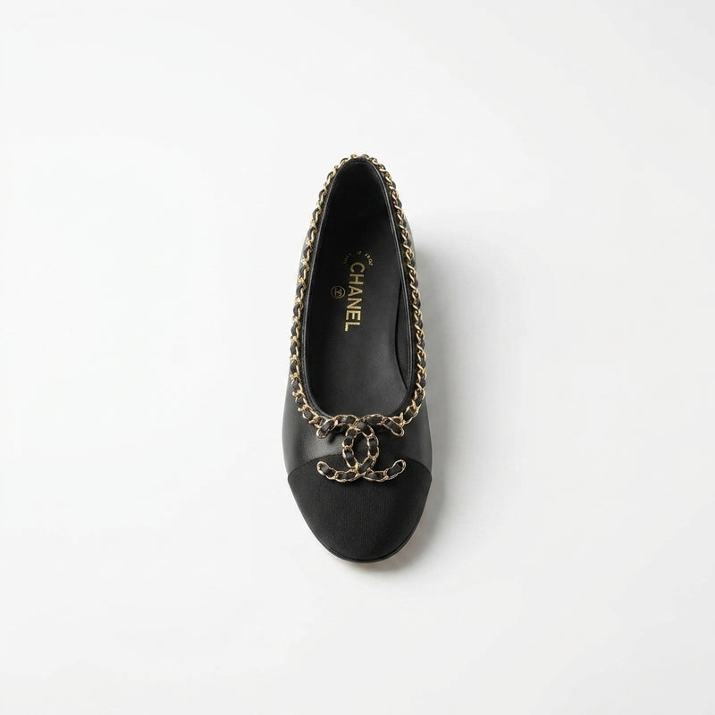 Chanel Ballet Flats woman Featuring a gold-tone chain trim and with a interlocking 3216-3 - 3