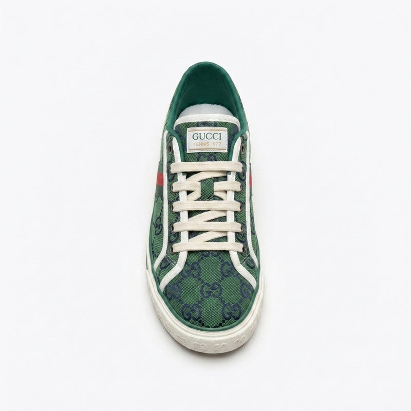 Gucci Woman sneaker Green featuring the signature GG monogram canvas and red-and-green web Gi2845. - 3