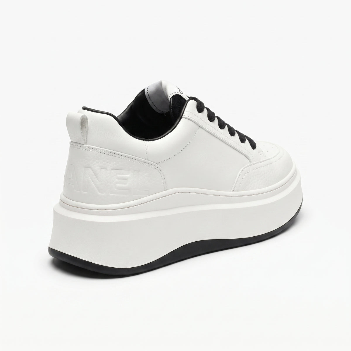 Chanel CC Womens Sneakers  leather platform with a double-C logo accent A2669 - 2