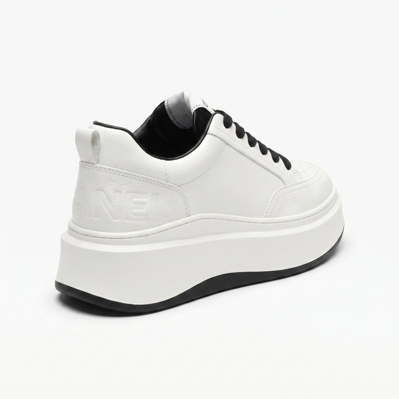 Chanel CC Womens Sneakers  leather platform with a double-C logo accent A2669 - 2