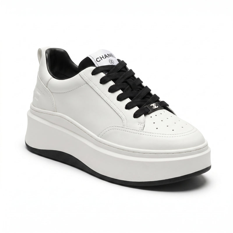 Chanel CC Womens Sneakers  leather platform with a double-C logo accent A2669 - 1