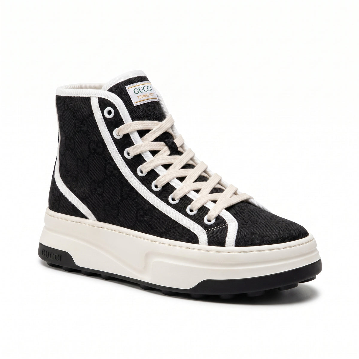 Gucci Original Canvas Woman High-Top Sneakers GG monogram canvas upper and platform sole G34087 - 1