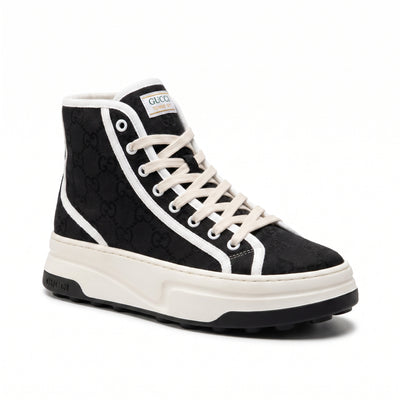Gucci Original Canvas Woman High-Top Sneakers GG monogram canvas upper and platform sole G34087