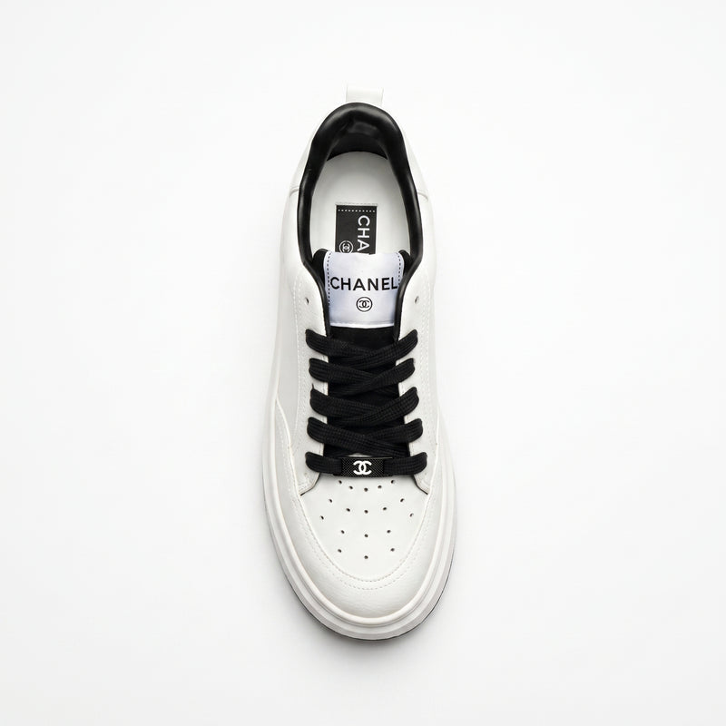 Chanel CC Womens Sneakers  leather platform with a double-C logo accent A2669 - 3