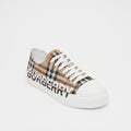Women's Burberry sneakers featuring the classic check pattern, the Burberry logo, and a chunky sole B1850. - 1