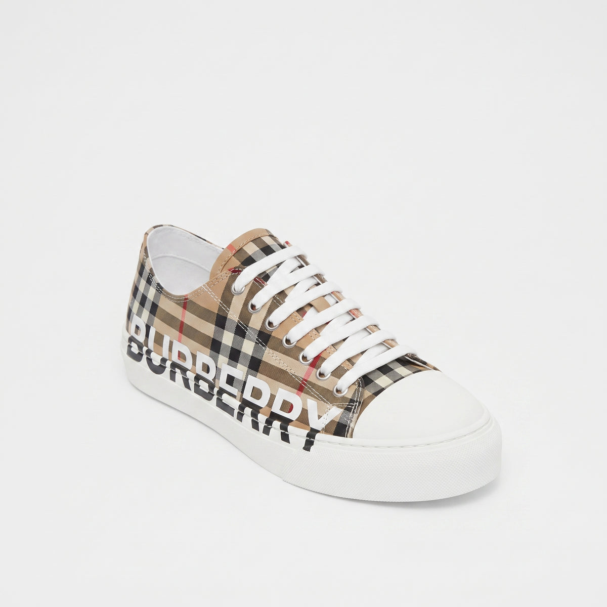 Women's Burberry sneakers featuring the classic check pattern, the Burberry logo, and a chunky sole B1850. - 1