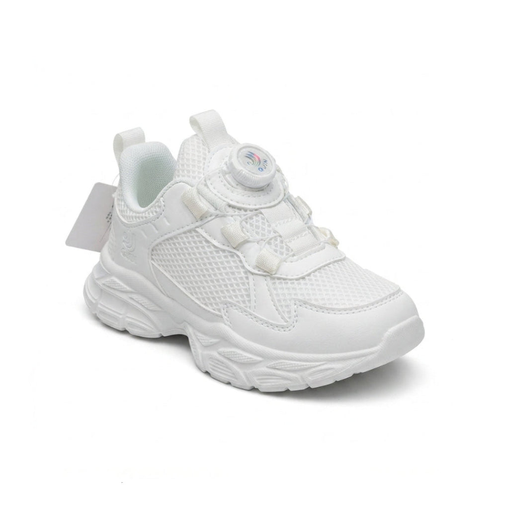 Kids Sneakers School with Adjustable Dial Laces Breathable Easy to wear dial closure alternative to laces 7596 White - 1