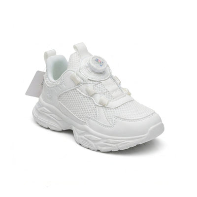 Kids Sneakers School with Adjustable Dial Laces Breathable Easy to wear dial closure alternative to laces 7596 White