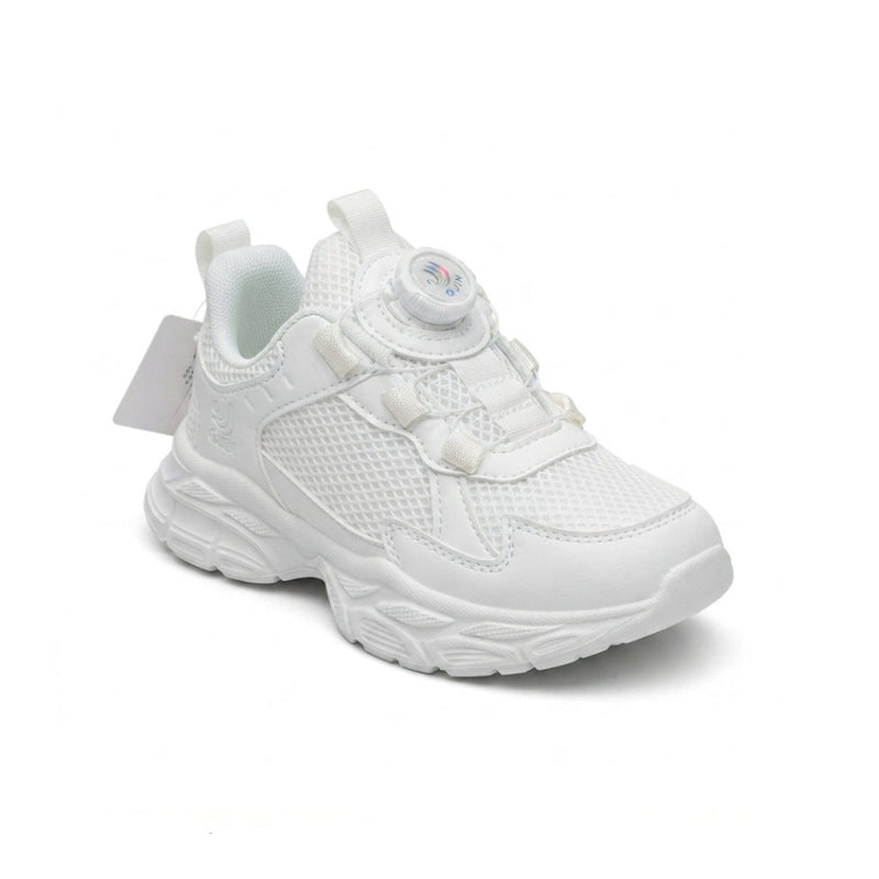 Kids Sneakers School with Adjustable Dial Laces Breathable Easy to wear dial closure alternative to laces 7596 White - 1