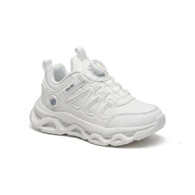 Kids Sneakers School with Adjustable Dial Laces Breathable Easy to wear dial closure alternative to laces 7590-1 White