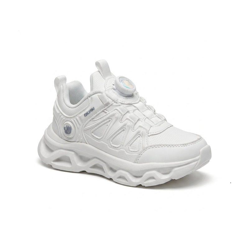 Kids Sneakers School with Adjustable Dial Laces Breathable Easy to wear dial closure alternative to laces 7590-1 White - 1