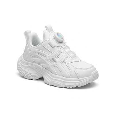 Kids Sneakers School with Adjustable Dial Laces Breathable Easy to wear dial closure alternative to laces 7581-1 White