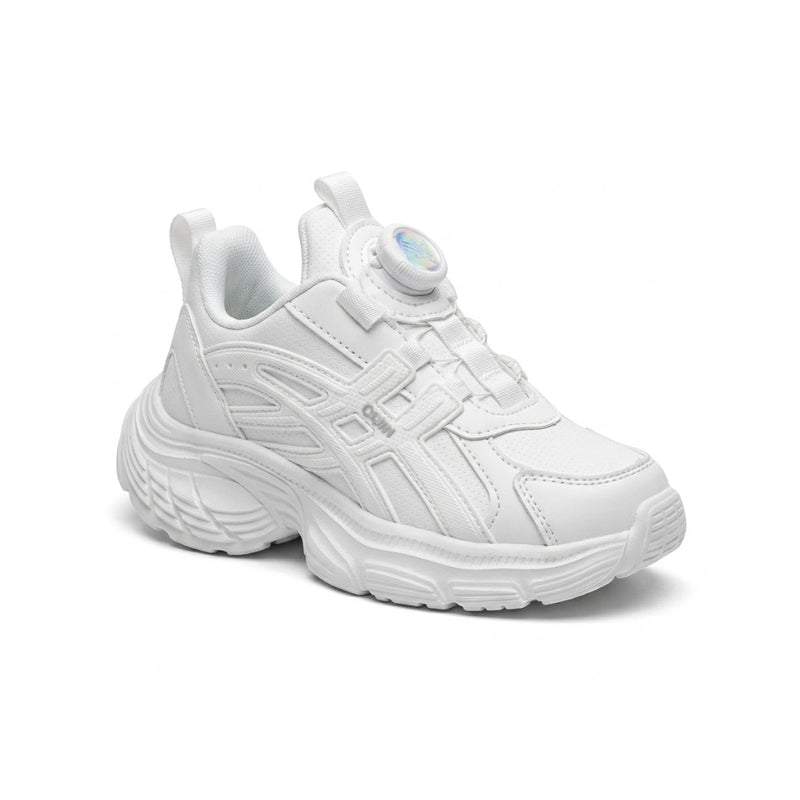 Kids Sneakers School with Adjustable Dial Laces Breathable Easy to wear dial closure alternative to laces 7581-1 White - 1