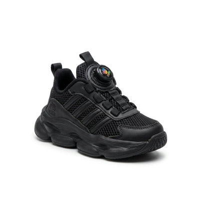 Kids Sneakers School with Adjustable Dial Laces Breathable Easy to wear dial closure alternative to laces 7582 Black