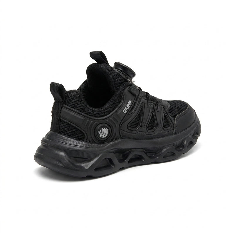 Kids Sneakers School with Adjustable Dial Laces Breathable Easy to wear dial closure alternative to laces 7590 Black - 2