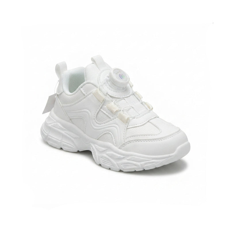 Kids Sneakers School with Adjustable Dial Laces Breathable Easy to wear dial closure alternative to laces 7599-1 White - 1