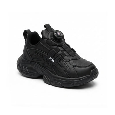 Kids Sneakers School with Adjustable Dial Laces Breathable Easy to wear dial closure alternative to laces 7581-1 Black