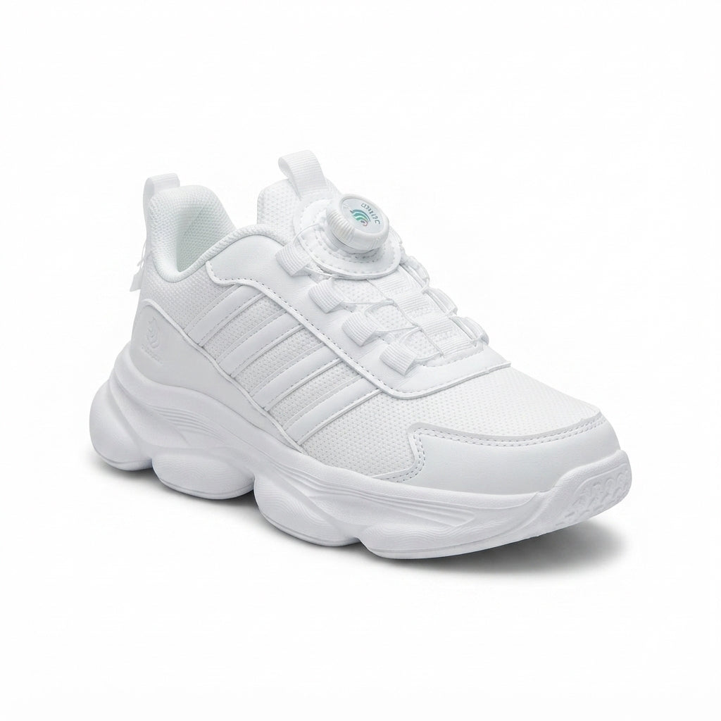 Kids Sneakers School with Adjustable Dial Laces Breathable Easy to wear dial closure alternative to laces 7582-1 White - 1