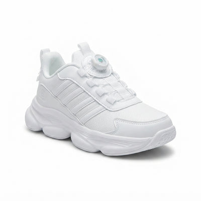 Kids Sneakers School with Adjustable Dial Laces Breathable Easy to wear dial closure alternative to laces 7582-1 White