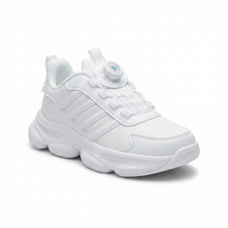 Kids Sneakers School with Adjustable Dial Laces Breathable Easy to wear dial closure alternative to laces 7582-1 White - 1
