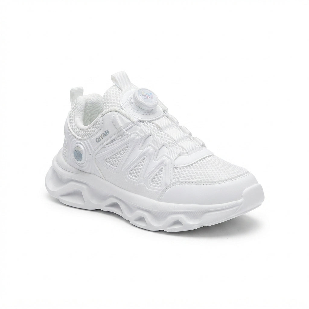 Kids Sneakers School with Adjustable Dial Laces Breathable Easy to wear dial closure alternative to laces 7590 White - 1