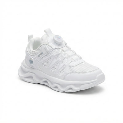 Kids Sneakers School with Adjustable Dial Laces Breathable Easy to wear dial closure alternative to laces 7590 White