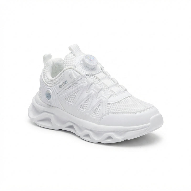 Kids Sneakers School with Adjustable Dial Laces Breathable Easy to wear dial closure alternative to laces 7590 White - 1