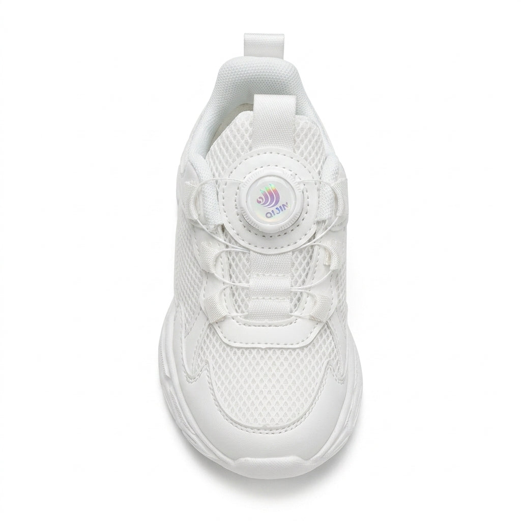 Kids Sneakers School with Adjustable Dial Laces Breathable Easy to wear dial closure alternative to laces 7596 White - 3