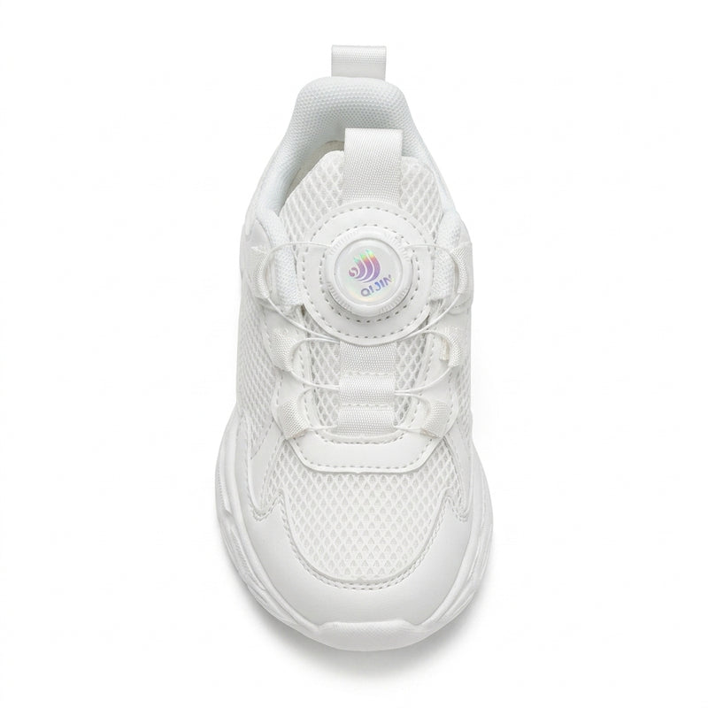 Kids Sneakers School with Adjustable Dial Laces Breathable Easy to wear dial closure alternative to laces 7596 White - 3