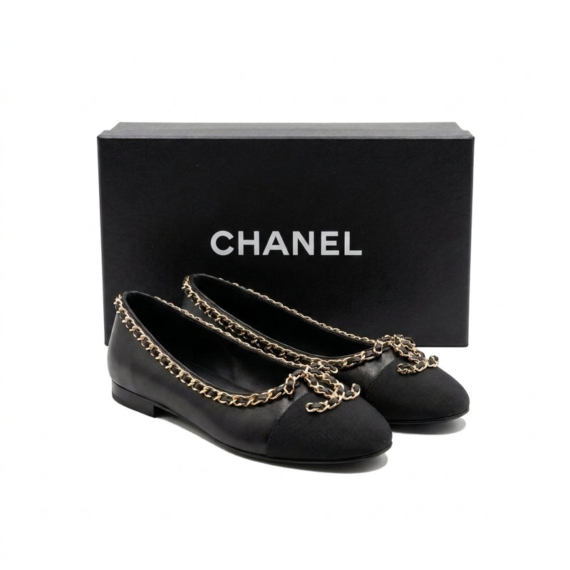 Chanel Ballet Flats woman Featuring a gold-tone chain trim and with a interlocking 3216-3 - 4