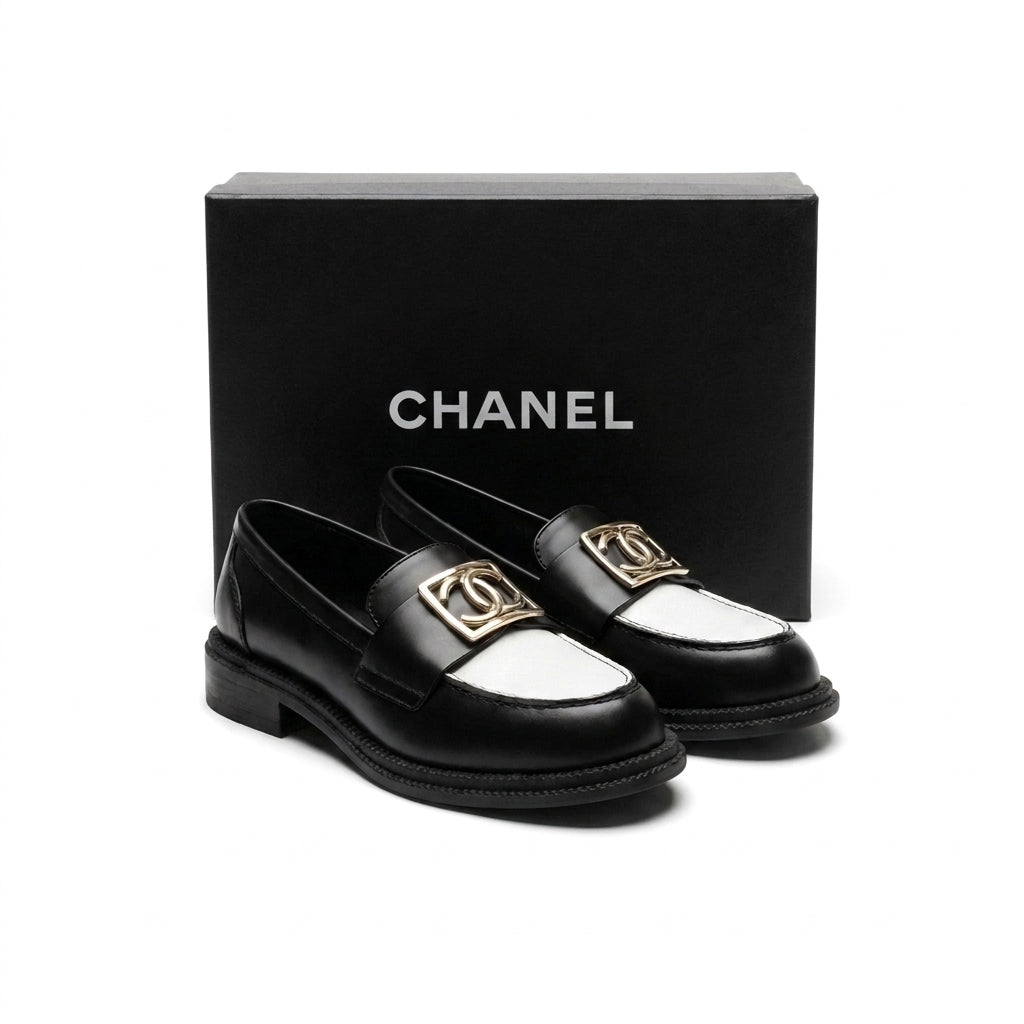 Chanel CC Interlocking Logo Size Leather Chunky Loafers Chan Woman 9808-1 - 4