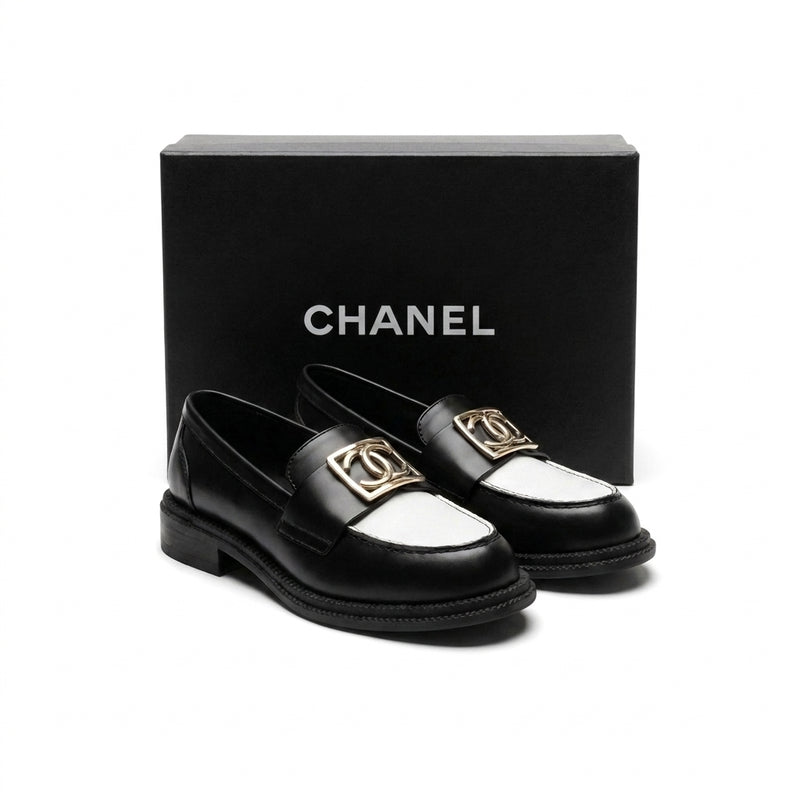 Chanel CC Interlocking Logo Size Leather Chunky Loafers Chan Woman 9808-1 - 4