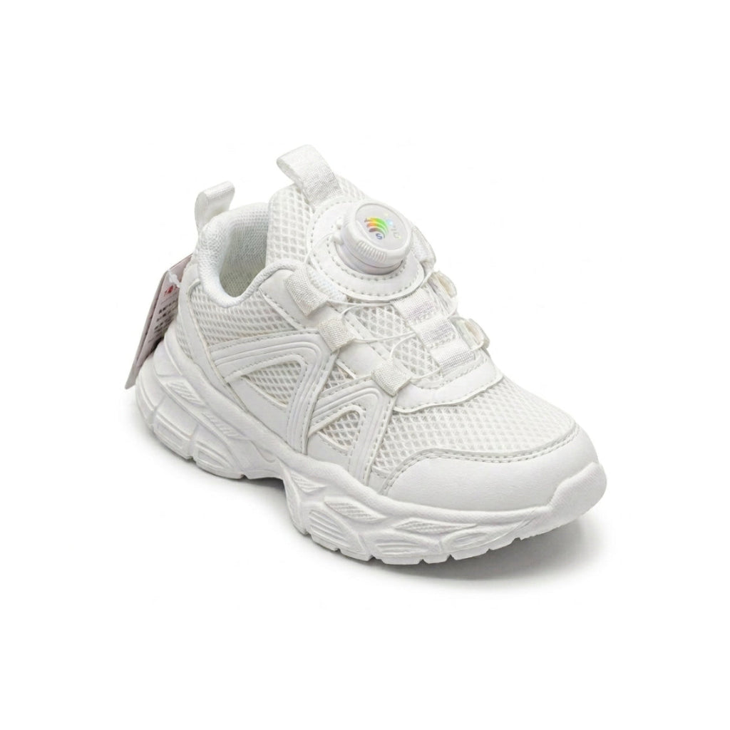 Kids Sneakers School with Adjustable Dial Laces Breathable Easy to wear dial closure alternative to laces 7597 White - 1