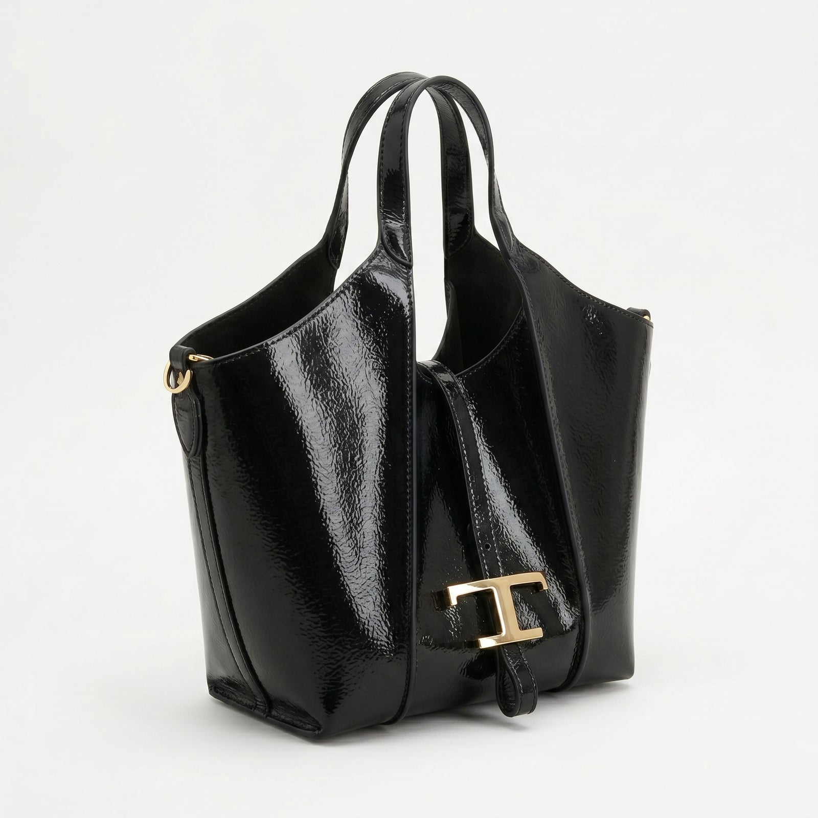 Tod's Timeless Small Shopping Bag in glossy leather – Dimensions: 20 cm (length) x 20 cm (width) Woman 8819 Black - 2
