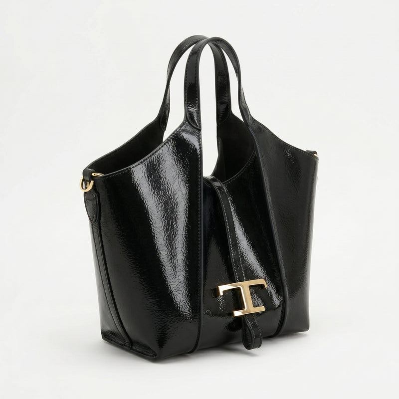 Tod's Timeless Small Shopping Bag in glossy leather – Dimensions: 20 cm (length) x 20 cm (width) Woman 8819 Black - 2