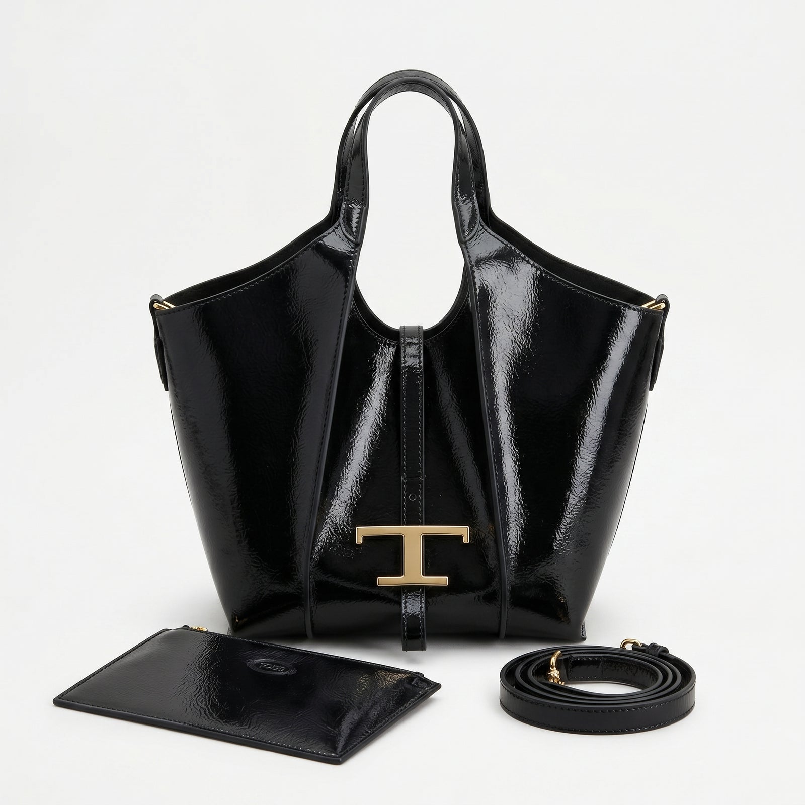 Tod's Timeless Small Shopping Bag in glossy leather – Dimensions: 20 cm (length) x 20 cm (width) Woman 8819 Black - 1