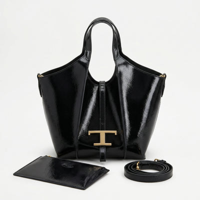 Tod's Timeless Small Shopping Bag in glossy leather – Dimensions: 20 cm (length) x 20 cm (width) Woman 8819 Black