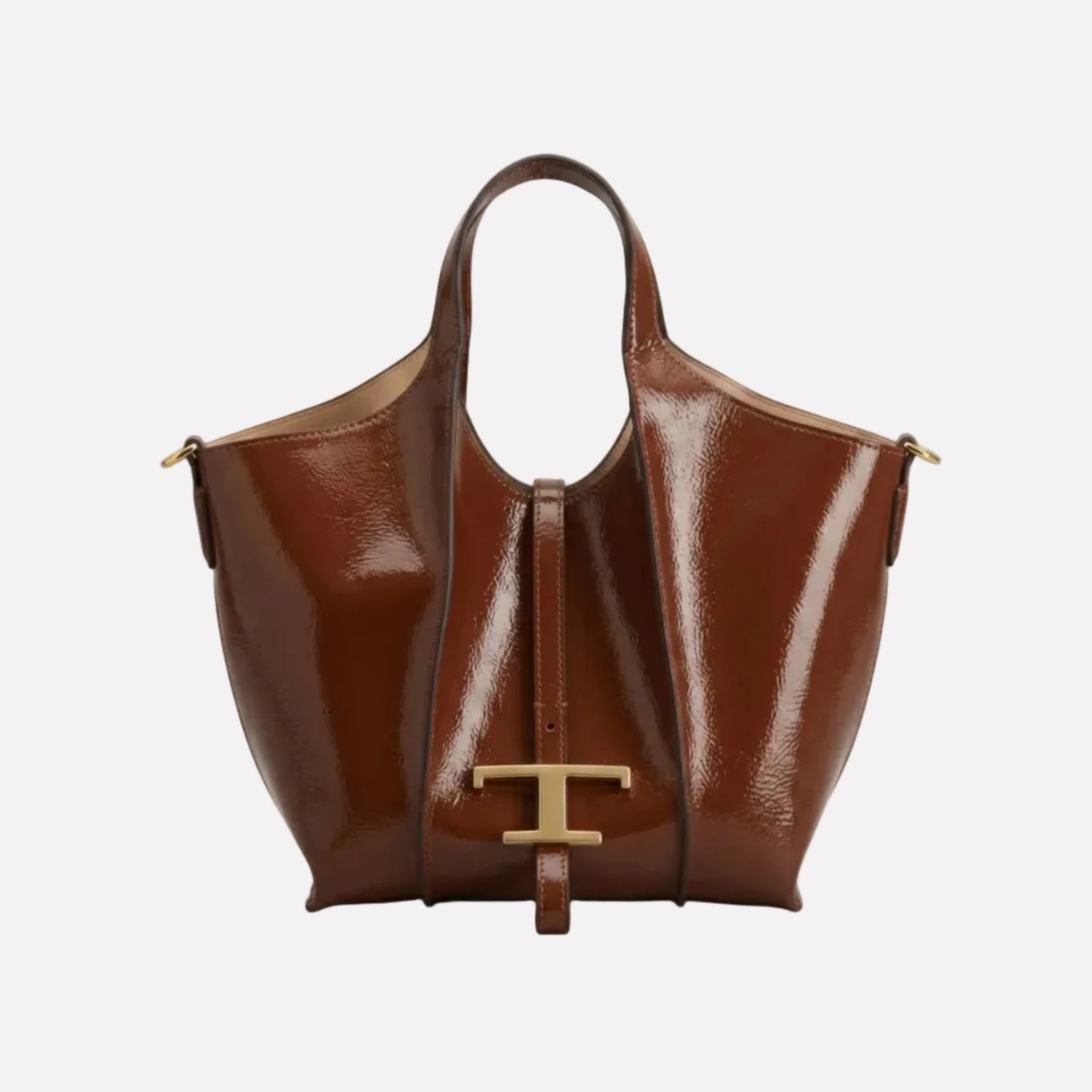Tod's Timeless Small Shopping Bag in glossy leather – Dimensions: 20 cm (length) x 20 cm (width) Woman 8819 Brown - 1