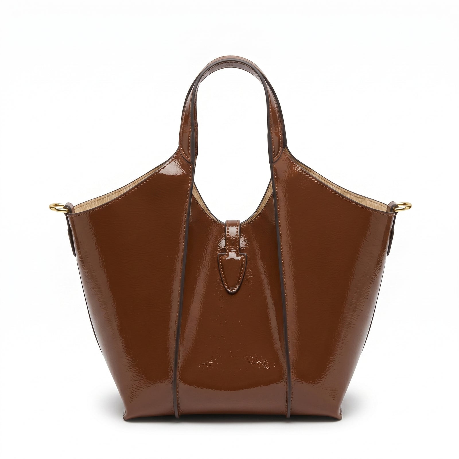 Tod's Timeless Small Shopping Bag in glossy leather – Dimensions: 20 cm (length) x 20 cm (width) Woman 8819 Brown - 3